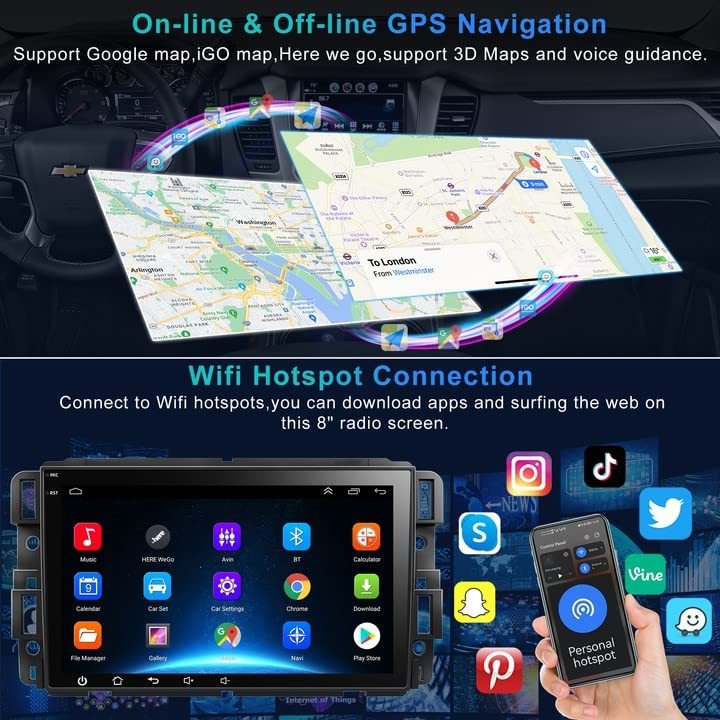 8-Inch IPS Touch Screen Car Stereo For GMC