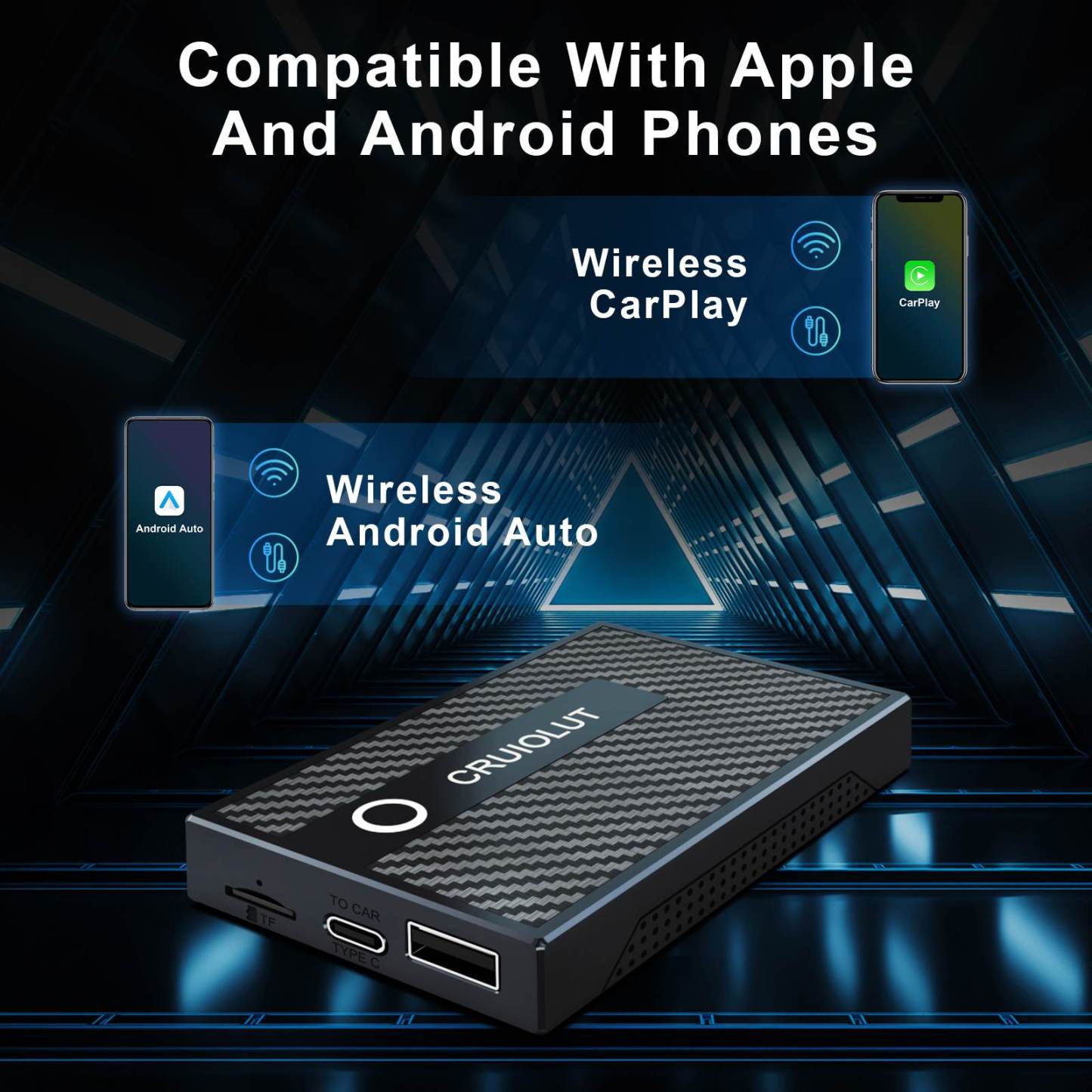 Ultra-Stable Plug&Play Carplay AI Box Media Player With Maximum Compatibility With Android & Apple