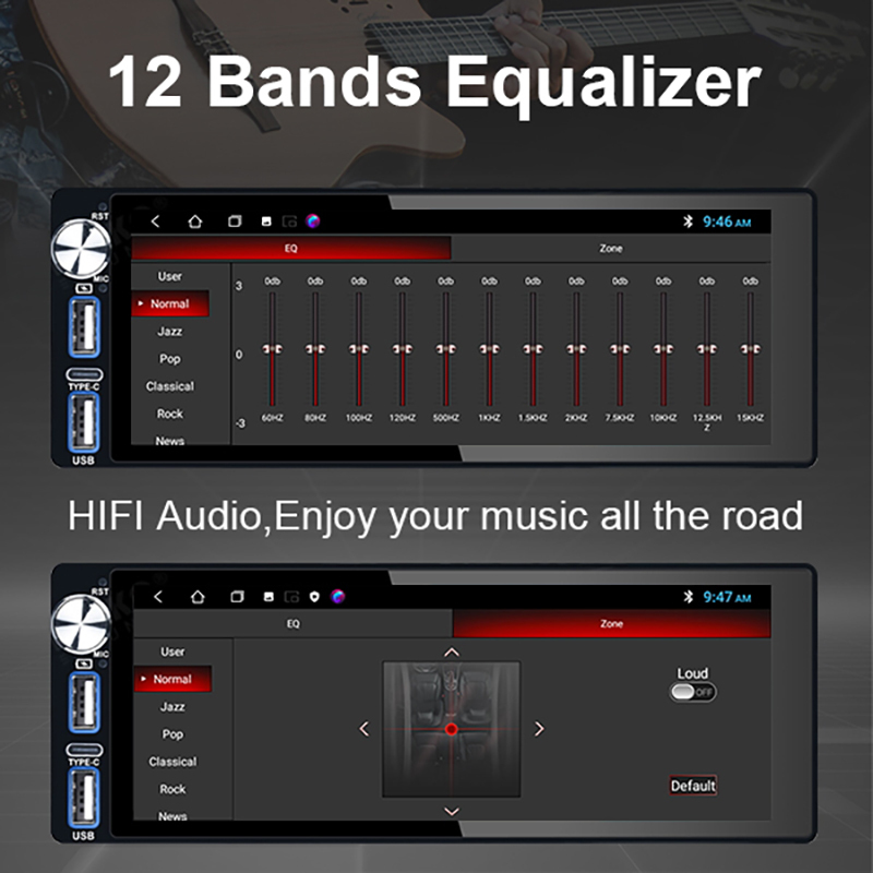 6.9" Touch Bluetooth Single Din Car Stereo For Apple/Android CarPlay With 2GB + 32GB  