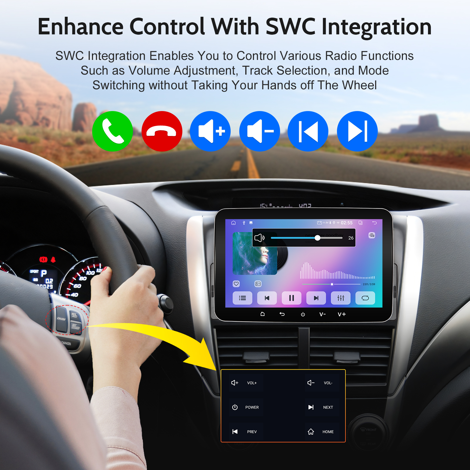 7" Single Din Car Stereo with Wireless CarPlay & Android Auto - Bluetooth, GPS, WiFi, FM Radio, Touchscreen Multimedia Player