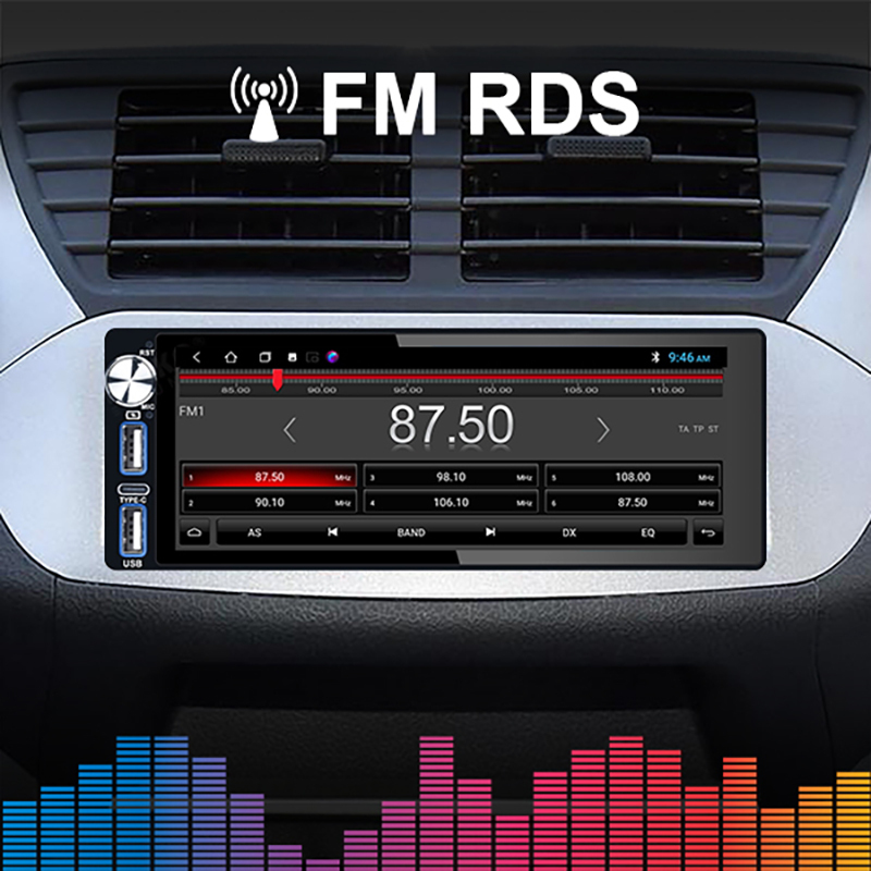 6.9" Touch Bluetooth Single Din Car Stereo For Apple/Android CarPlay With 2GB + 32GB  