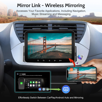 7" Single Din Car Stereo with Wireless CarPlay & Android Auto - Bluetooth, GPS, WiFi, FM Radio, Touchscreen Multimedia Player