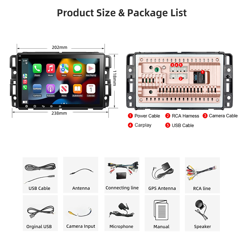 8-Inch IPS Touch Screen Car Stereo For GMC