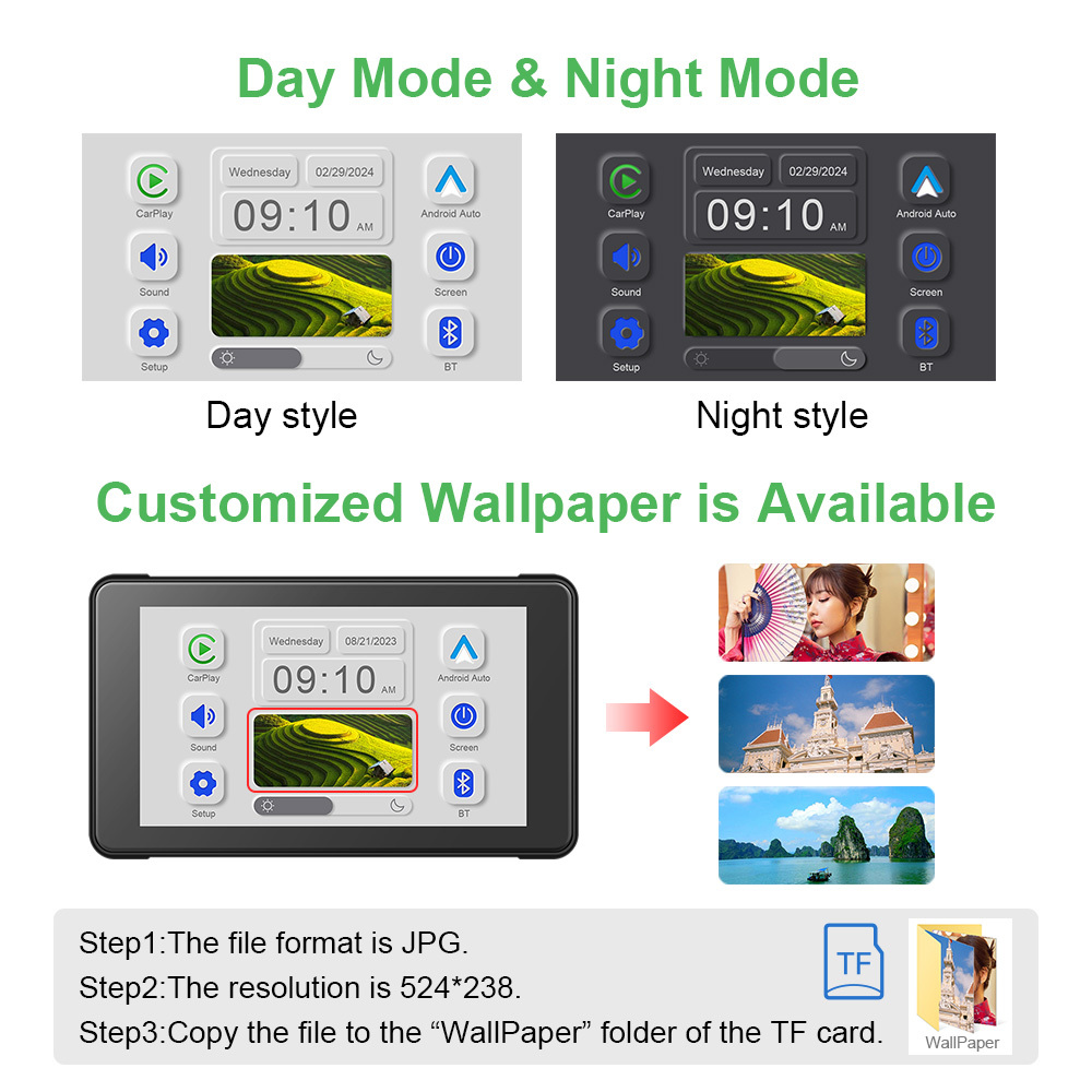 5 Inch Motorcycle CarPlay Navigator Portable Waterproof Screen