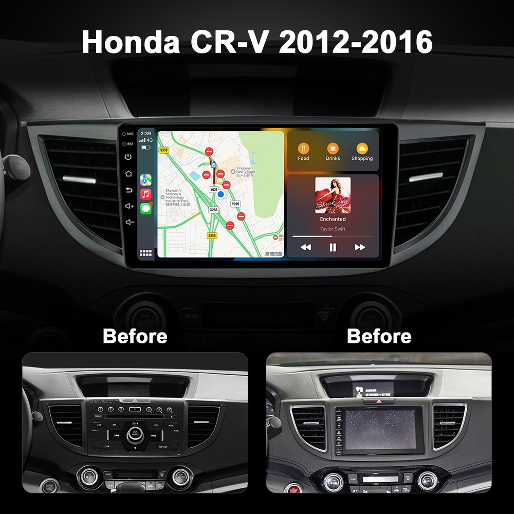 10 Inch Android 12 Car Radio Stereo For Honda CRV 2012-2016