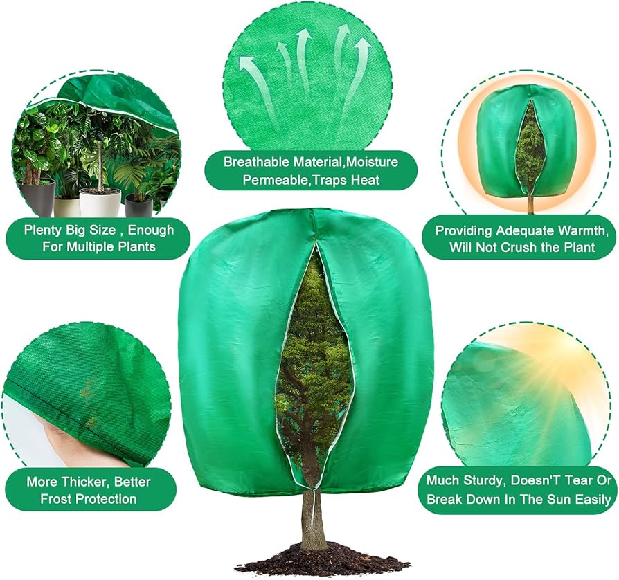 Amazon.com : 2pcs Huge Plant Covers Freeze Protection, 95"x83" Winter Tree  Cover with Zipper Drawstring Thickened Frost Blanket Cloth Outside Plants  Wrap Bag Garden Covers for Potted Plant Shrubs Flower Fruit Tree :