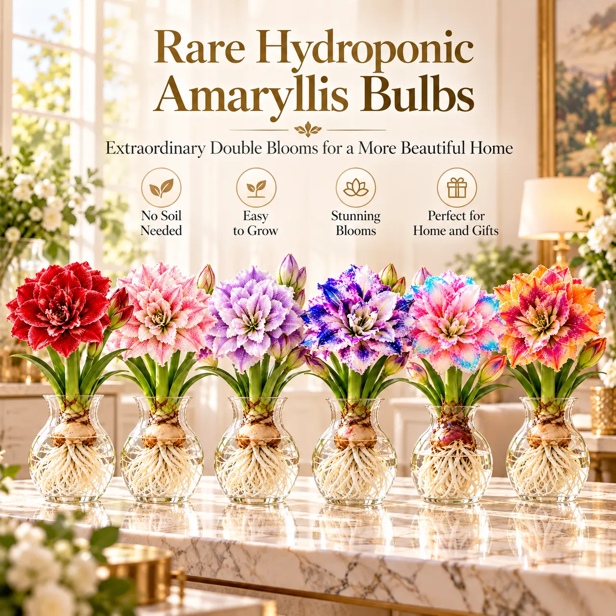 Double Amaryllis flowers with full layered petals