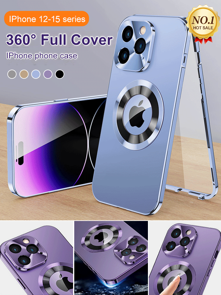 New iPhone15 series double-sided electroplated glass magnetic metal all-inclusive mobile phone case