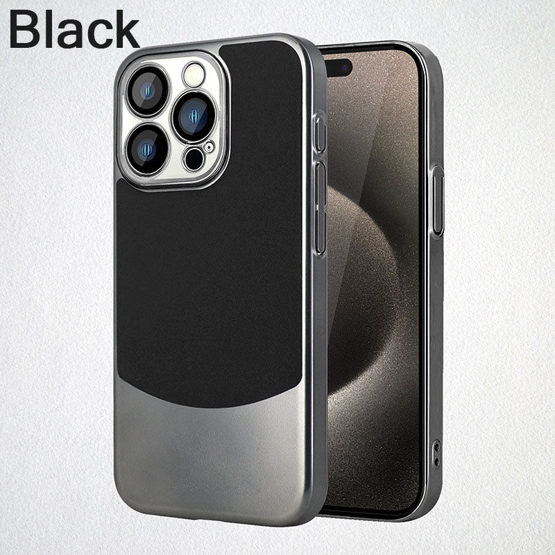 Suitable For iPhone14/15 Series Metal Leather Style Ultra-Thin Mobile Phone Case