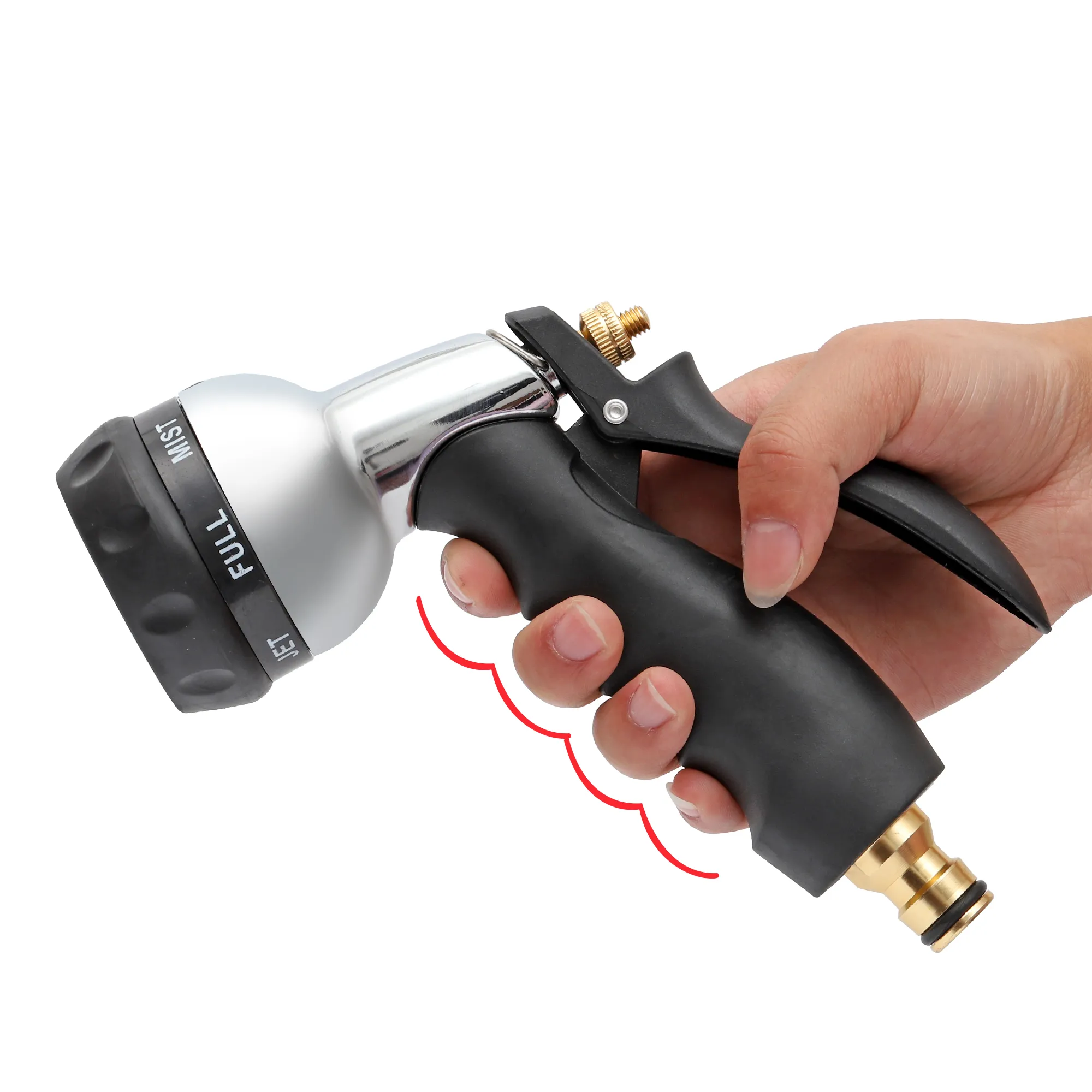 7 Watering Modes Garden Hose Nozzle, made of alloy with soft rubber coating, Ergonomic and Comfortable Handle