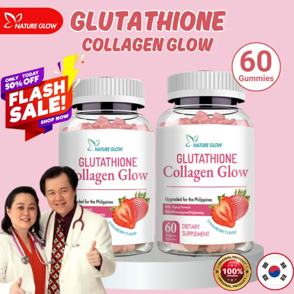 Glutathione Collagen Glow Gummies NATURE GLOW Original Anti-Aging Whitening Skin Collagen Gummies 60 Gummies