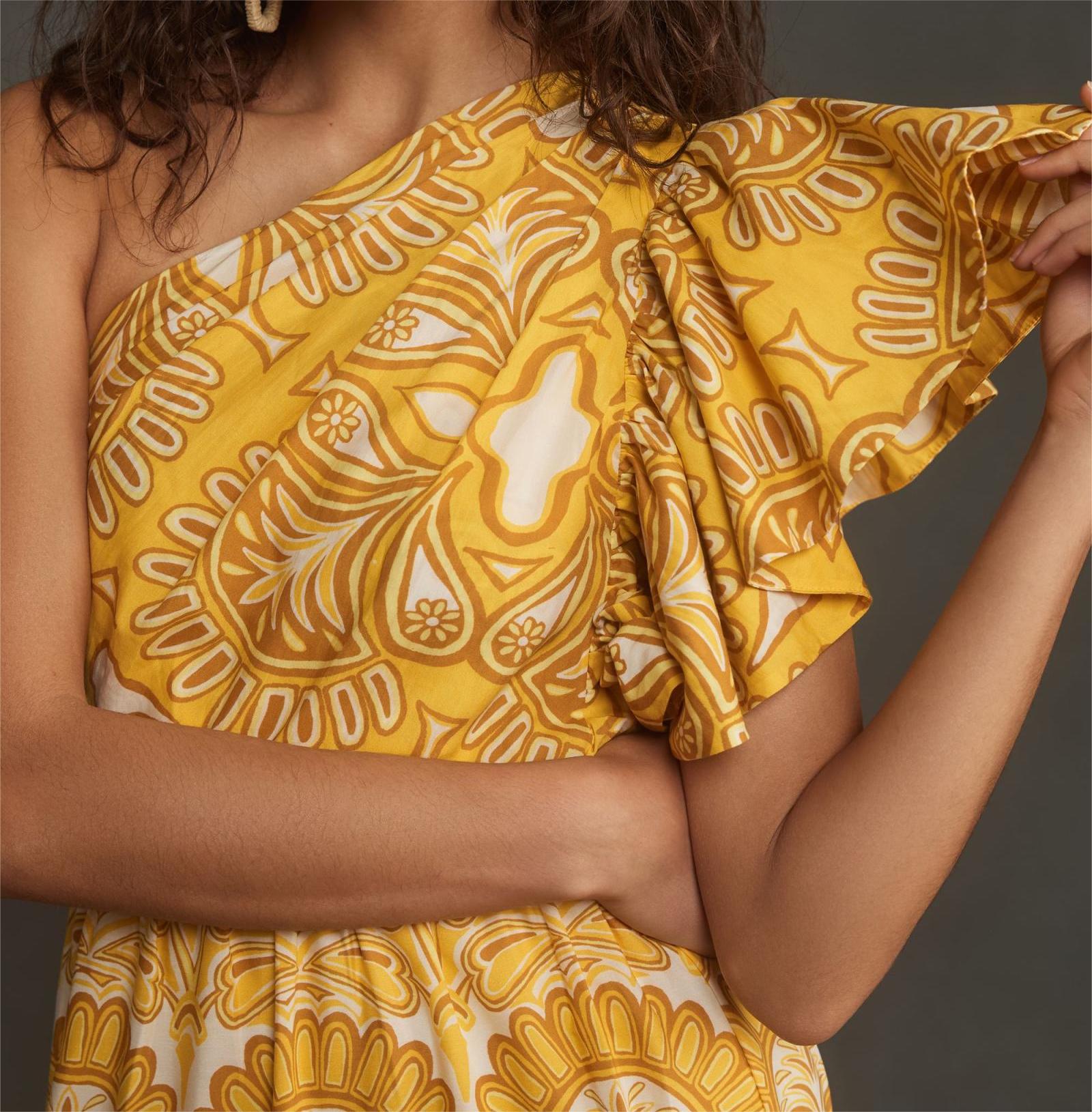 Ainika Tapestry One-Shoulder Maxi Dress