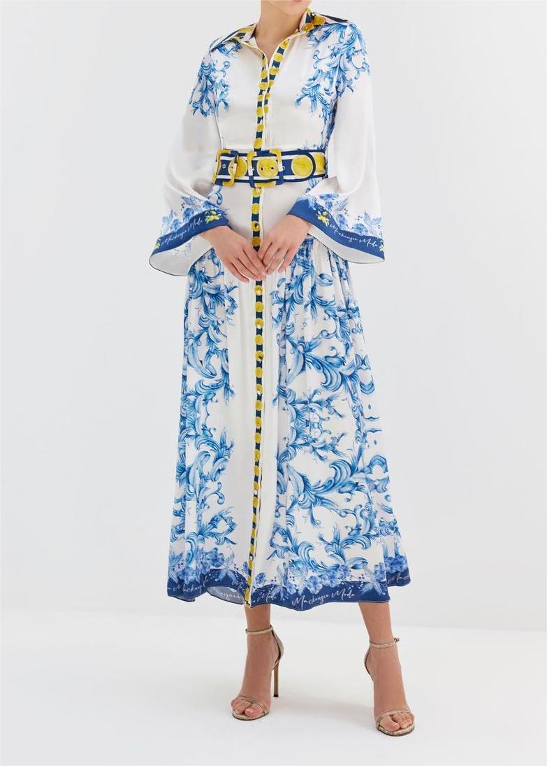 Silk Comfort Belt Maxi Dress