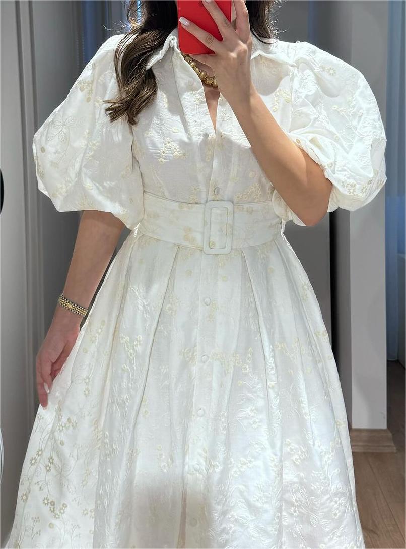 White Bubble Sleeve Craft Princess Dress