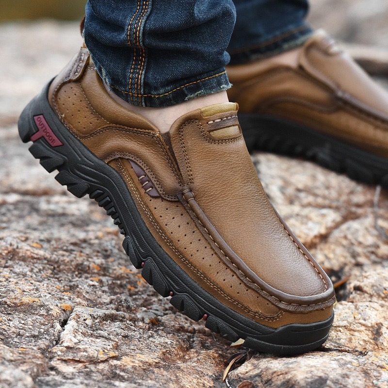 Mens Handcrafted Cowhide Orthopedic Loafers