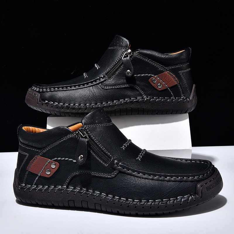 mens handmade genuine leather No-glue orthopedic boots