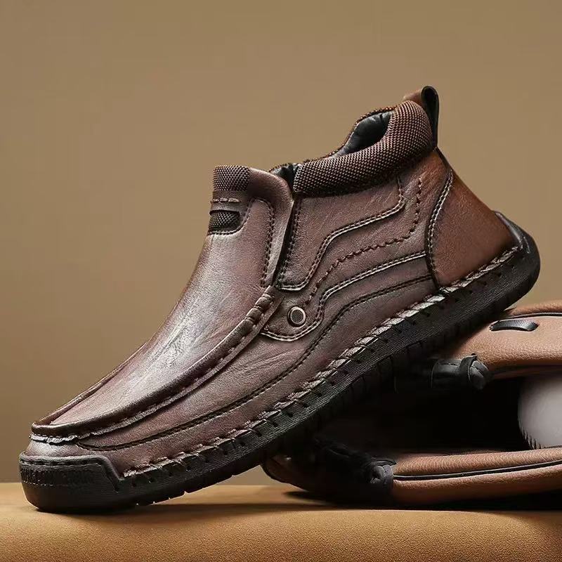 Men's Handmade Genuine Leather No-glue Orthopedic Boots 