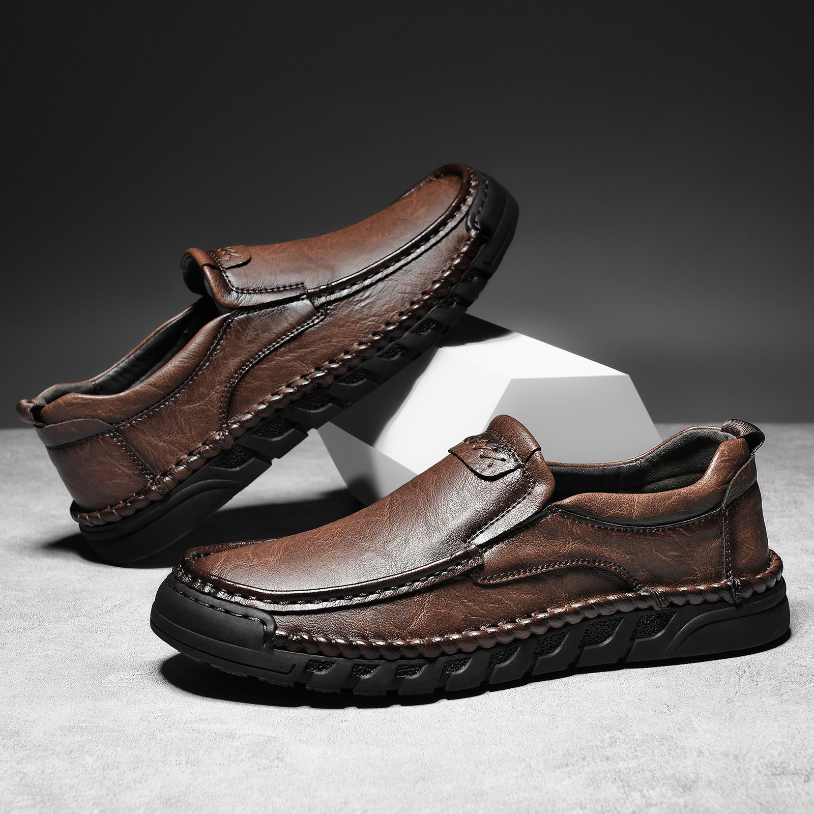 Men's Handmade Leather Loafers with Arch Support & Wide Toe Box