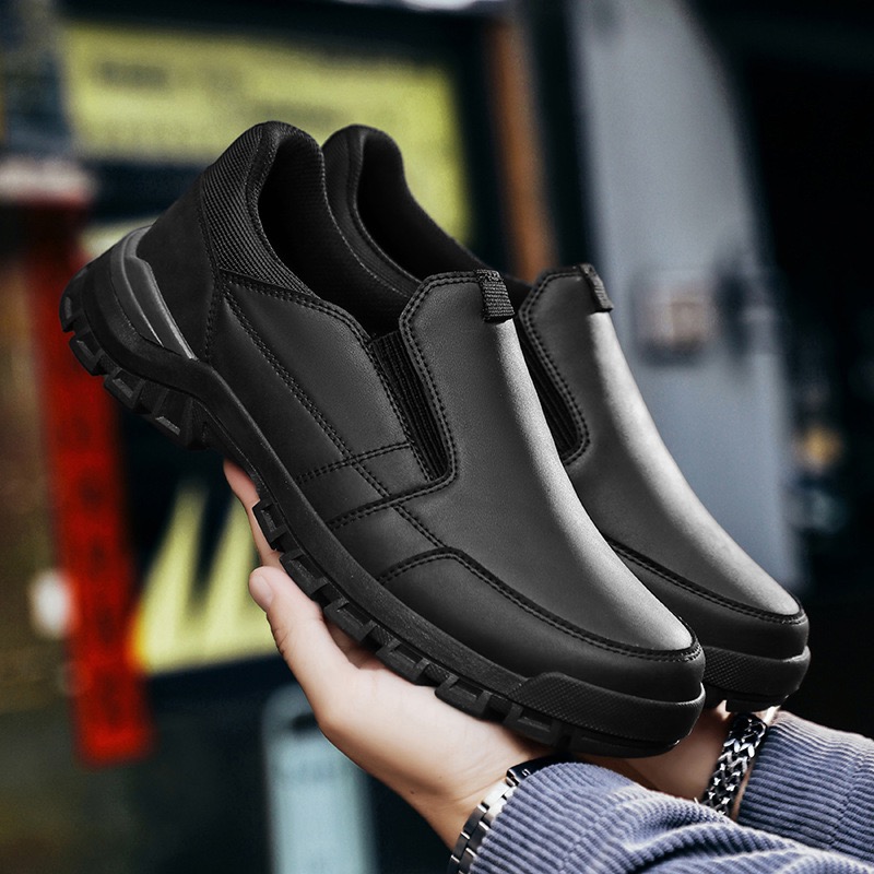 mens genuine leather orthopedic walking shoes 