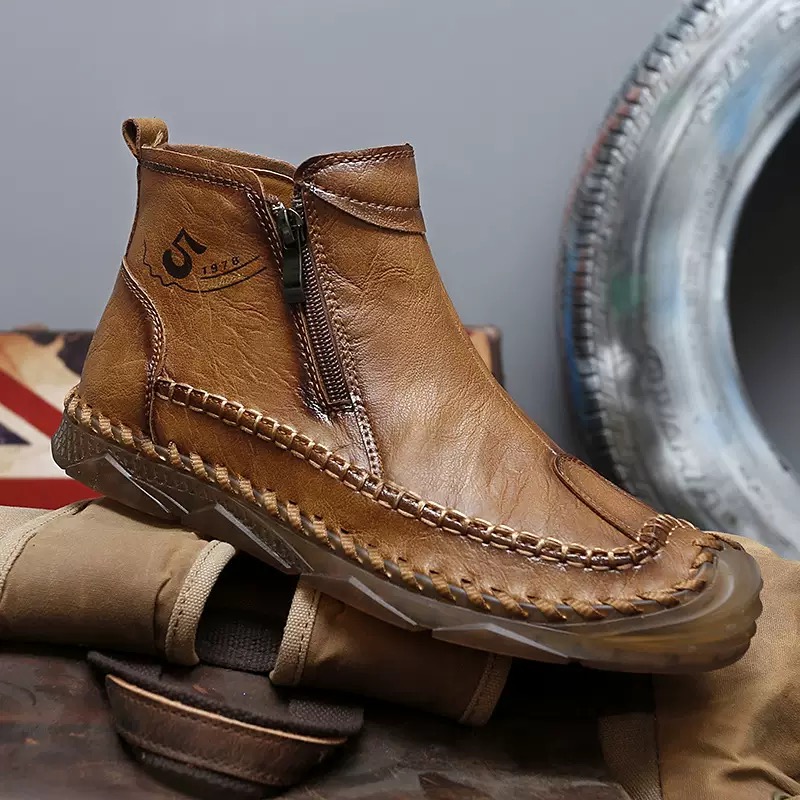 mens Handmade Genuine Leather No-Glue Orthopedic Boots by GARB 