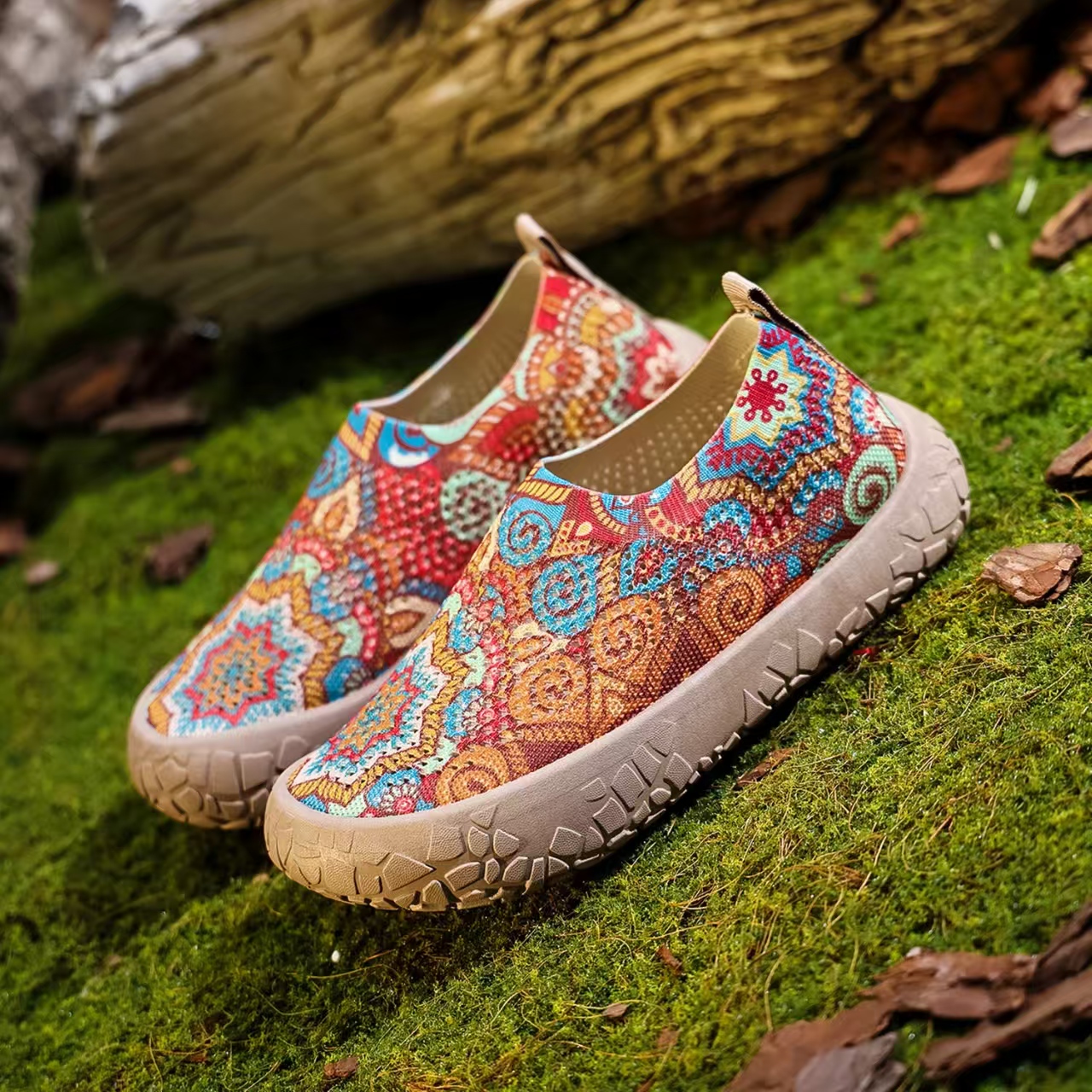 WIDERFIT® — Wide-Fit Knit Slip-On Hiking Shoes with Rubber Sole
