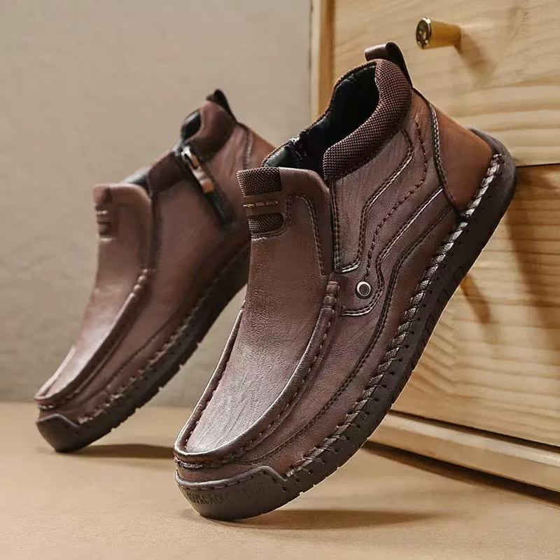 Men's Handmade Genuine Leather No-glue Orthopedic Boots 