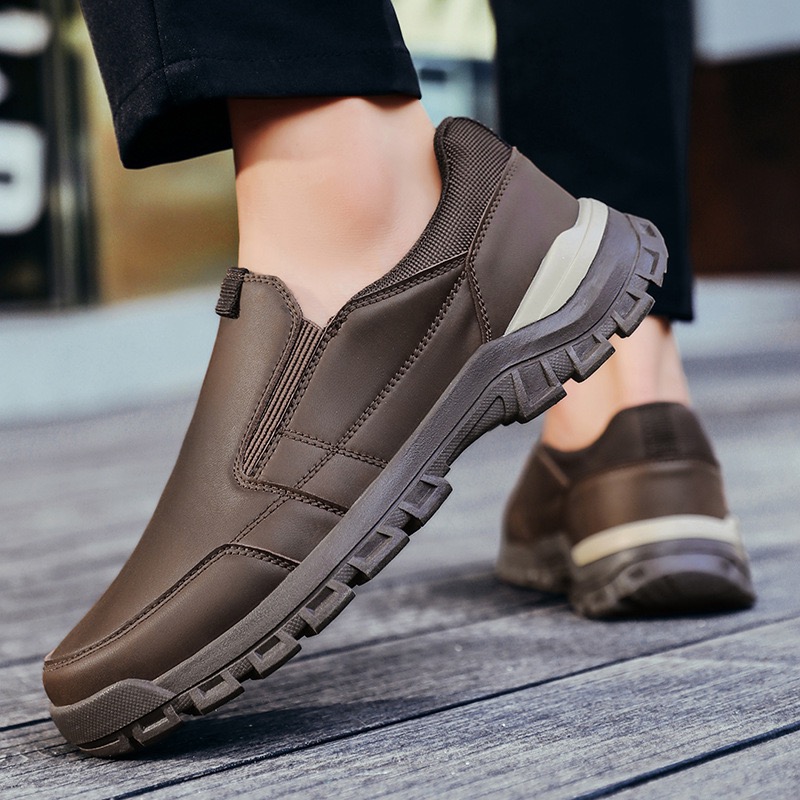 mens genuine leather orthopedic walking shoes 