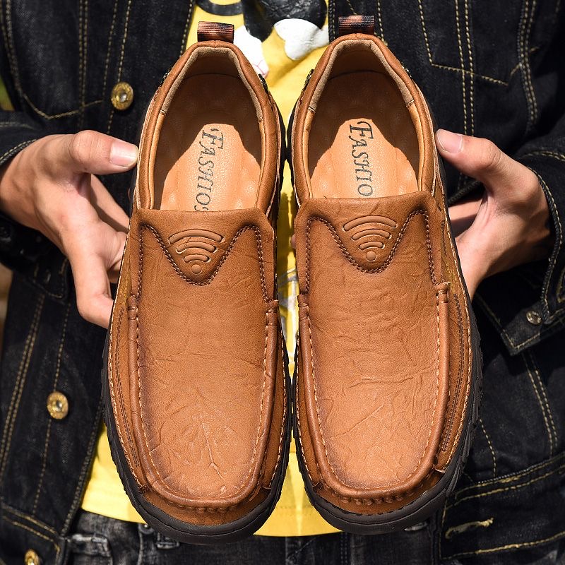 Mens Handcrafted Cowhide Orthopedic Outdoor Loafers 