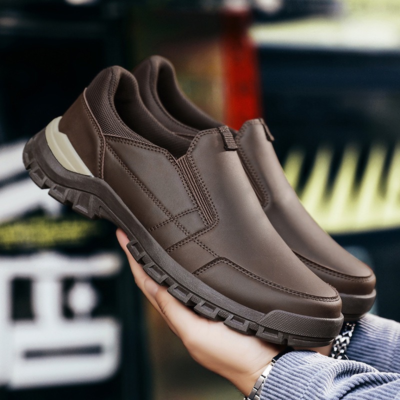 mens genuine leather orthopedic walking shoes 