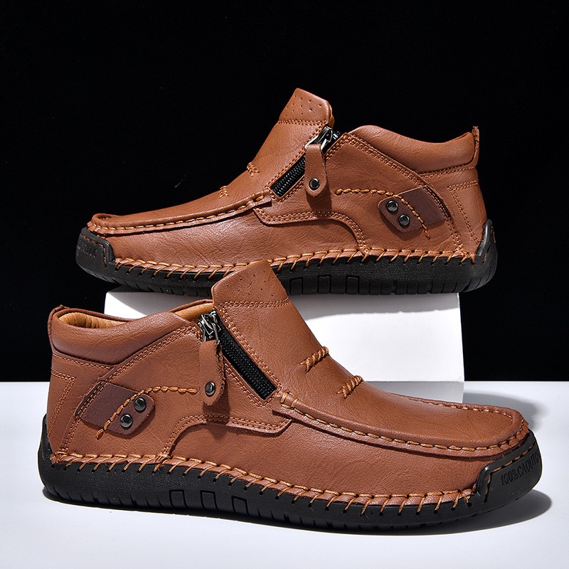 mens handmade genuine leather No-glue orthopedic boots