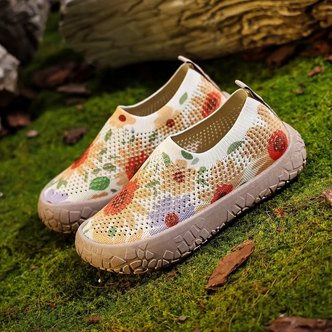 WIDERFIT® — Wide-Fit Knit Slip-On Hiking Shoes with Rubber Sole