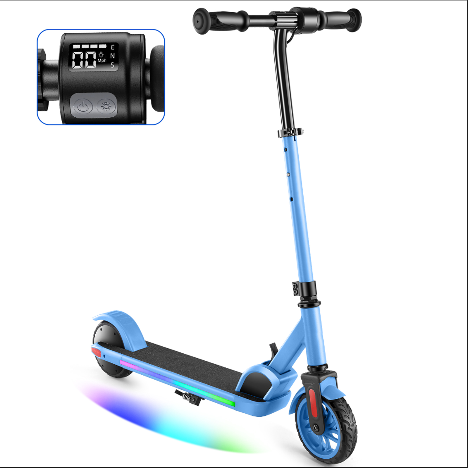 SANOPY Electric Scooter for Kids Ages 6-14 with Dynamic Lights, LED Display, 8 MPH, 80 mins Ride Time, Adjustable Handlebar Height, Lightweight Kids Electric Kick Scooter, Black