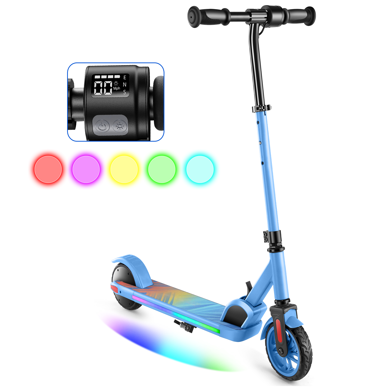 SANOPY Electric Scooter for Kids Ages 6-14 with Dynamic Lights, LED Display, 8 MPH, 80 mins Ride Time, Adjustable Handlebar Height, Lightweight Kids Electric Kick Scooter, Black