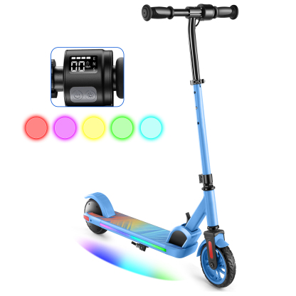 SANOPY Electric Scooter for Kids Ages 6-14 with Dynamic Lights, LED Display, 8 MPH, 80 mins Ride Time, Adjustable Handlebar Height, Lightweight Kids Electric Kick Scooter, Black