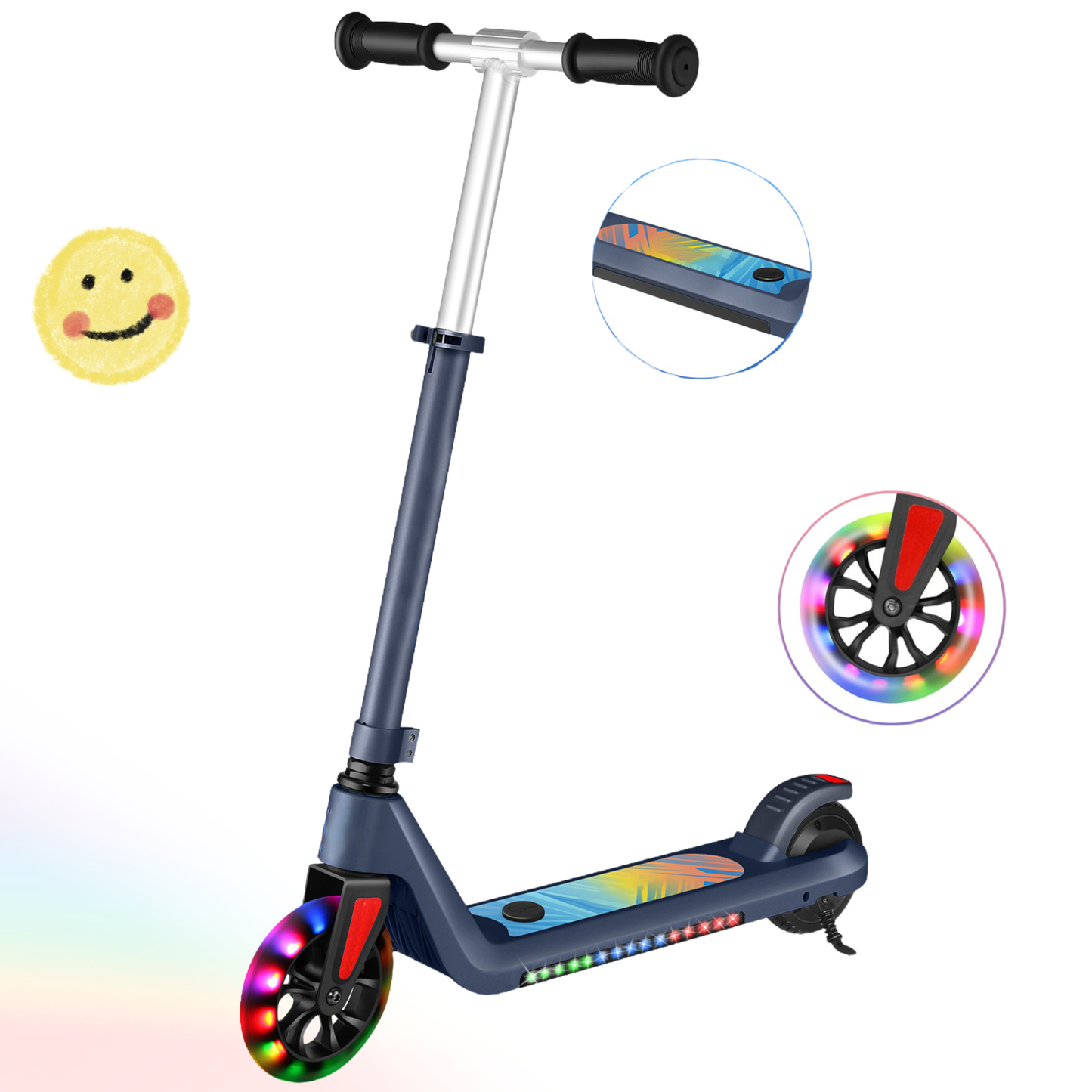 SANOPY Electric Scooter for Kids Ages 6-14, Adjustable Speed & Height, Colorful Lights, LED Display, 150W Motor, up to 10 mph, 80 Mins Ride Time, Pink