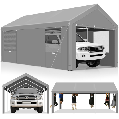 HOTEEL Carport Large Heavy Duty Car Canopy with Steel Frame, Portable Garage Wedding Tent Big Tents Carports Shelter, All-Season Tarp for Outdoor Party Birthday