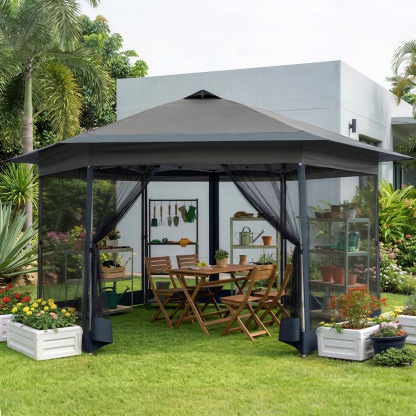 HOTEEL 16x16 ft Hexagon Pop Up Gazebo with Netting, 256 Square Feet Extra Large Shade Area Outdoor Canopy Tent, Patio Gazebo with 3 Adjustable Heights & Carry Bag