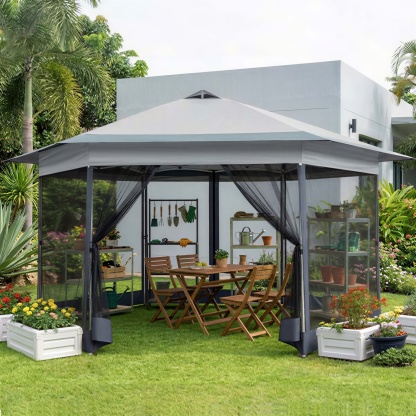 HOTEEL 16x16 ft Hexagon Pop Up Gazebo with Netting, 256 Square Feet Extra Large Shade Area Outdoor Canopy Tent, Patio Gazebo with 3 Adjustable Heights & Carry Bag