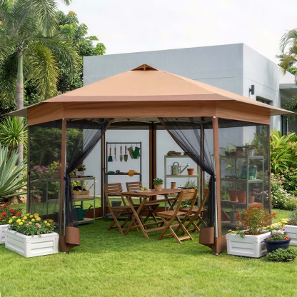 HOTEEL 16x16 ft Hexagon Pop Up Gazebo with Netting, 256 Square Feet Extra Large Shade Area Outdoor Canopy Tent, Patio Gazebo with 3 Adjustable Heights & Carry Bag