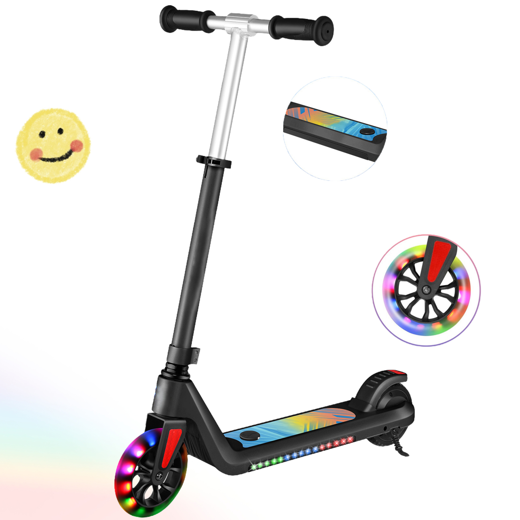 SANOPY Electric Scooter for Kids Ages 6-14, Adjustable Speed & Height, Colorful Lights, LED Display, 150W Motor, up to 10 mph, 80 Mins Ride Time, Pink