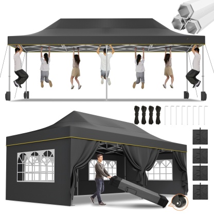 SANOPY 10x10 Heavy Duty Pop Up Canopy Tent with 4 Sidewalls, Commercial Instant Waterproof Canopy Tent, UV 50+ with Silver Coated, Upgraded Thickened Hexagonal Legs, White