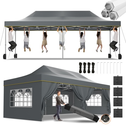 SANOPY 10x10 Heavy Duty Pop Up Canopy Tent with 4 Sidewalls, Commercial Instant Waterproof Canopy Tent, UV 50+ with Silver Coated, Upgraded Thickened Hexagonal Legs, White