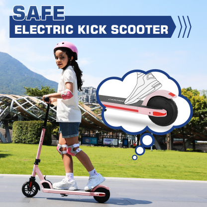 SANOPY Electric Scooter for Kids Ages 6-14, Adjustable Speed & Height, Colorful Lights, LED Display, 150W Motor, up to 10 mph, 80 Mins Ride Time, Pink