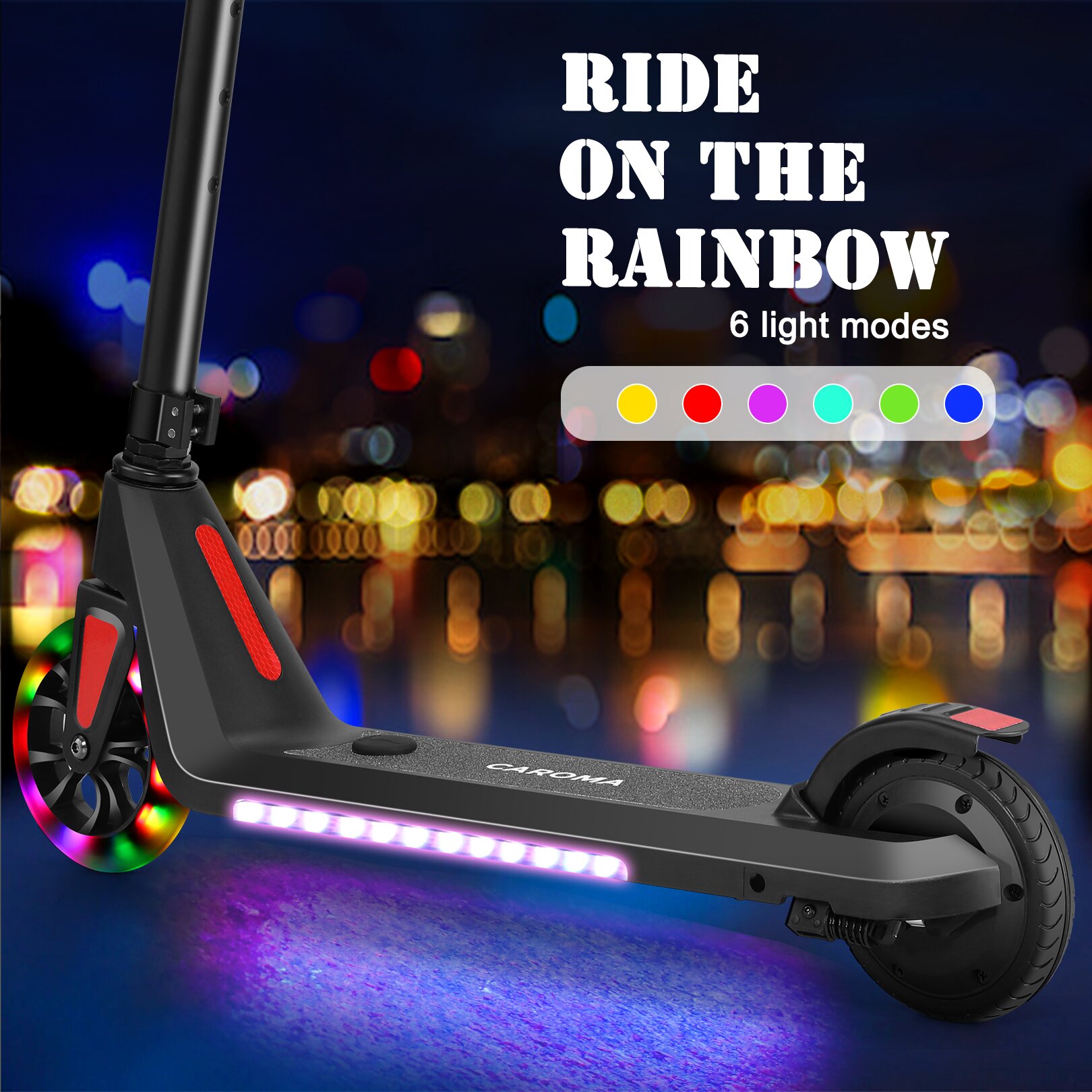 SANOPY Electric Scooter for Kids Ages 6-14 with Dynamic Lights, LED Display, 8 MPH, 80 mins Ride Time, Adjustable Handlebar Height, Lightweight Kids Electric Kick Scooter, Black