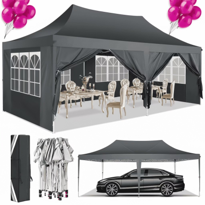 Hoteel 10'x20' Pop up Canopy Tent with 6 Removable Sidewalls, Instant Outdoor Canopy Shelter with Upgrade Raised Roof and Carry Bag
