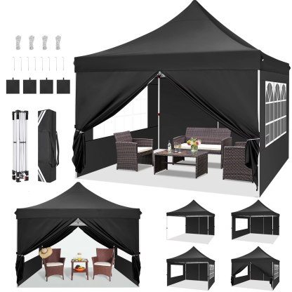 Hoteel 10'x20' Pop up Canopy Tent with 6 Removable Sidewalls, Instant Outdoor Canopy Shelter with Upgrade Raised Roof and Carry Bag