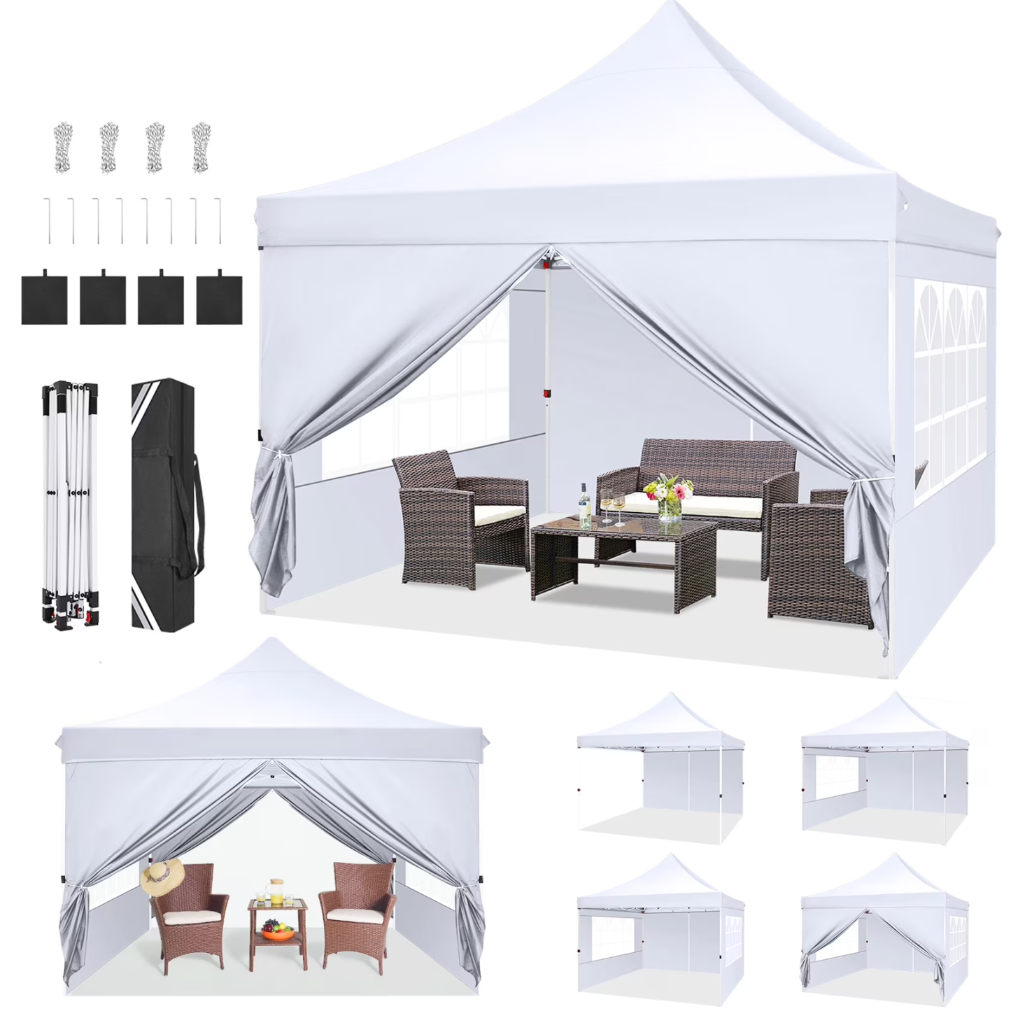 Hoteel 10'x20' Pop up Canopy Tent with 6 Removable Sidewalls, Instant Outdoor Canopy Shelter with Upgrade Raised Roof and Carry Bag
