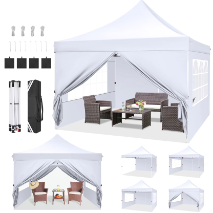 Hoteel 10'x20' Pop up Canopy Tent with 6 Removable Sidewalls, Instant Outdoor Canopy Shelter with Upgrade Raised Roof and Carry Bag