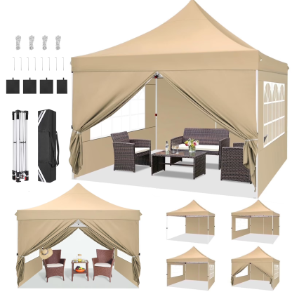 Hoteel 10'x20' Pop up Canopy Tent with 6 Removable Sidewalls, Instant Outdoor Canopy Shelter with Upgrade Raised Roof and Carry Bag