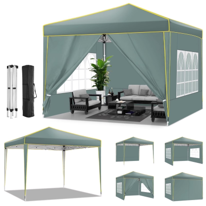 Hoteel 10'x20' Pop up Canopy Tent with 6 Removable Sidewalls, Instant Outdoor Canopy Shelter with Upgrade Raised Roof and Carry Bag